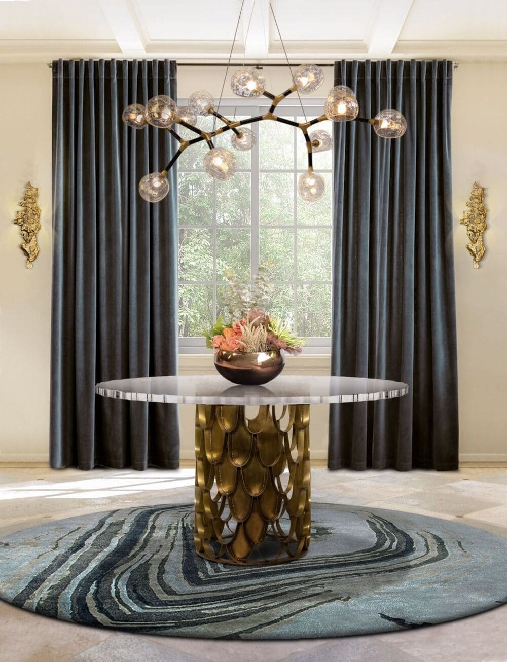 luxury gold dining table